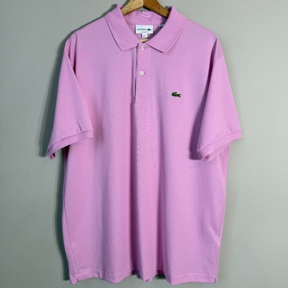 Lacoste Short Sleeve Polo Shirt Men's 7 XXL Pink Classic Fit Preppy Designer NWT - Picture 4 of 12